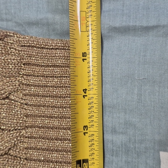 Lauren Ralph Lauren Boat Neck Gold Cable Knit Sweater Button Shoulder Accent - Picture 10 of 12